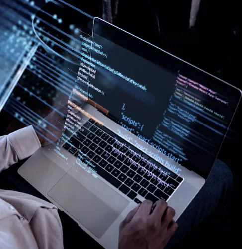 Team of professionals collaborating with technology